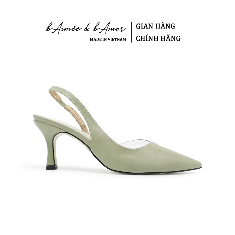 Giày cao gót bít mũi nữ 7p mũi nhọn gót nhọn dáng sandal slingback thời trang công sở đẹp bAimée &amp; bAmor - MS1562