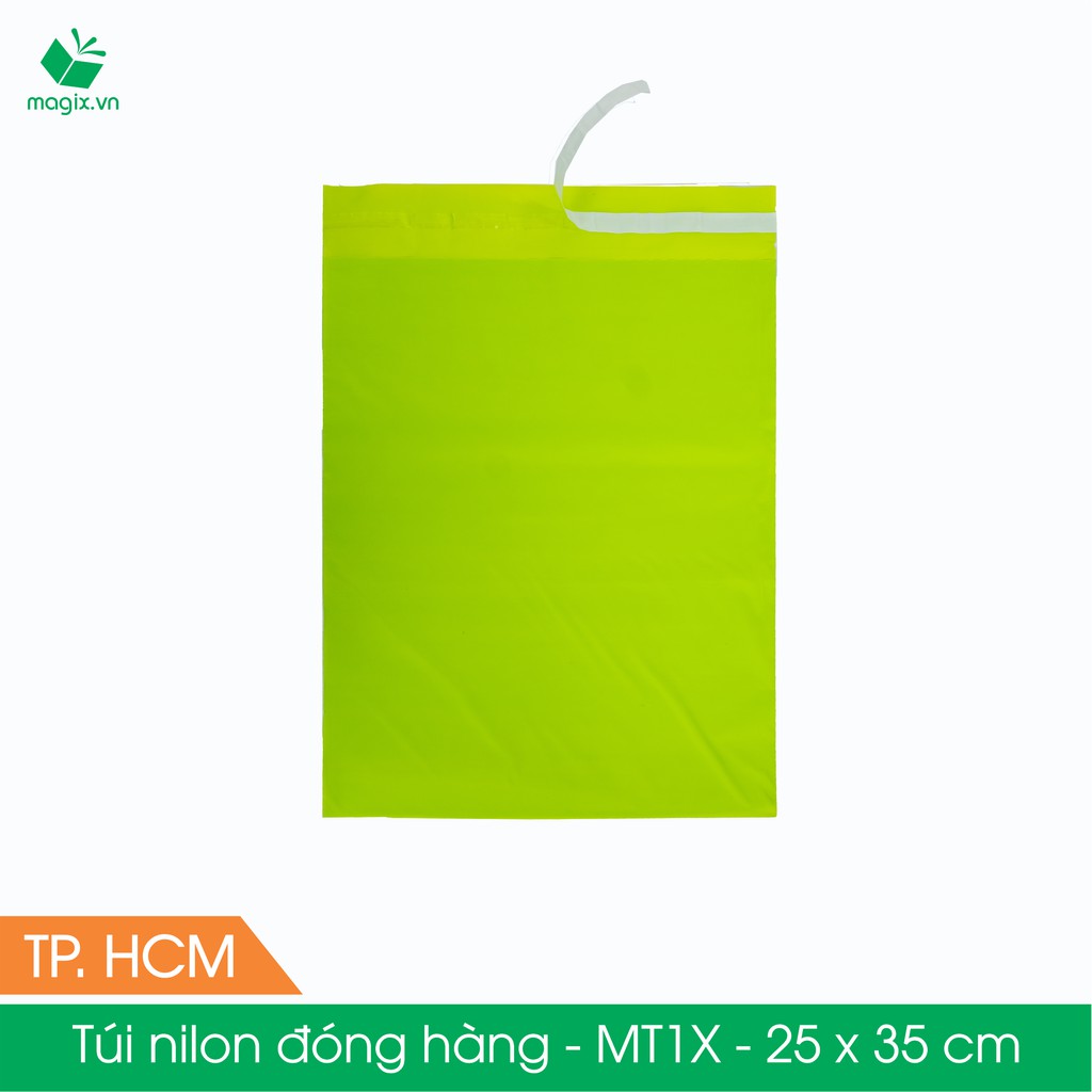 MT1X - 25x35 cm - Túi nilon gói hàng - 500 túi niêm phong đóng hàng màu xanh lá mạ