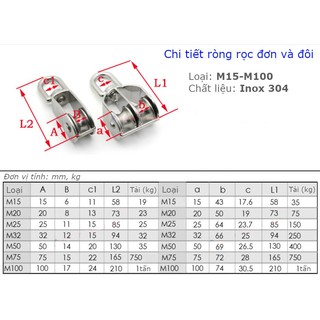 Ròng rọc INOX 304 số 15 - Tải 35kg