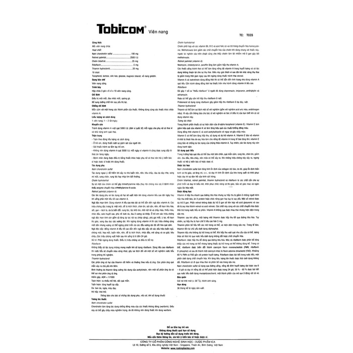 TOBICOM - Viên uống sáng mắt, giảm mỏi mắt, khô mắt, giúp tăng cường thị lực