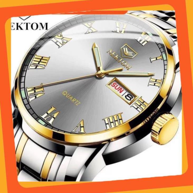 Đồng Hồ Mặt Tròn Dây Kim Loại Dành Cho Nam NEKTOM 8190 - Full Box