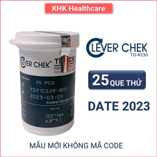 Que thử đường huyết Clever Chek TD4230 lọ 25 que HSD 2023