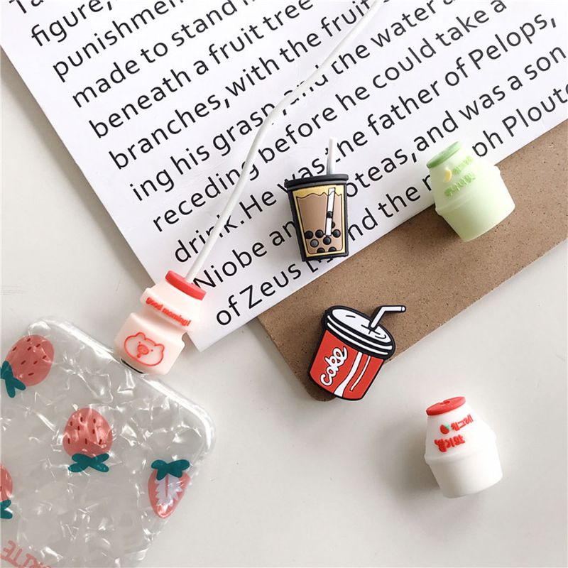 Vỏ Bọc Bảo Vệ Dây Cáp Dữ Liệu Hình Quả Bơ Sầu Riêng Cola Dễ Thương