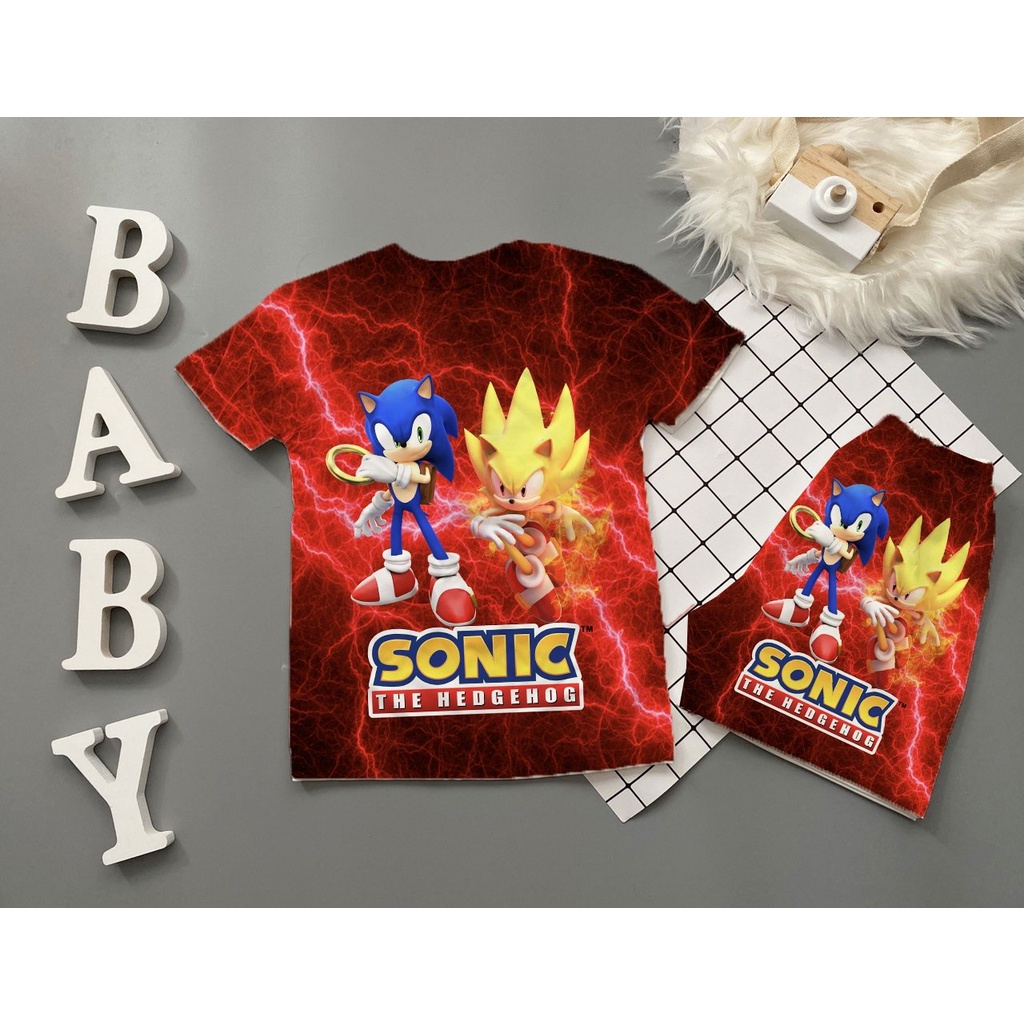 Bộ sonic tay ngắn bé trai thun lạnh thái in 3D10-60kg SUSHI KIDS