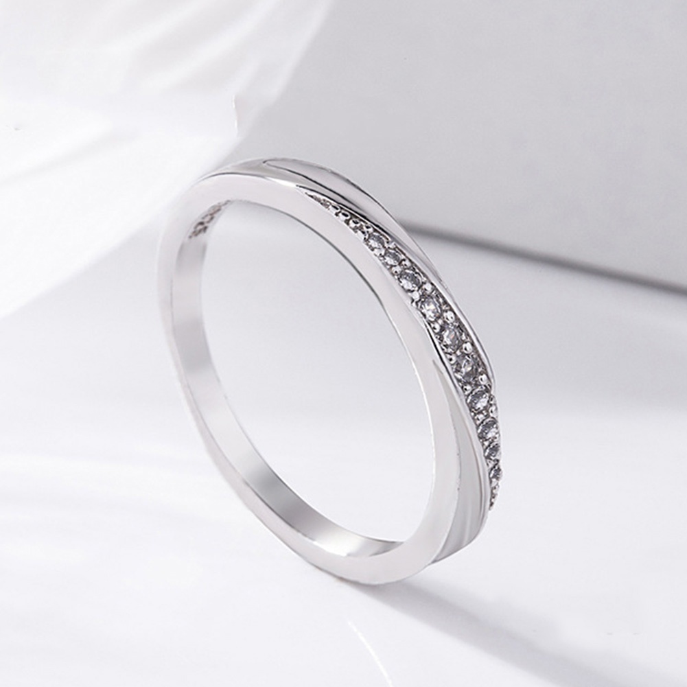 Nhẫn Đính Hôn Đính Đá Cz Hình Khối Lập Phương