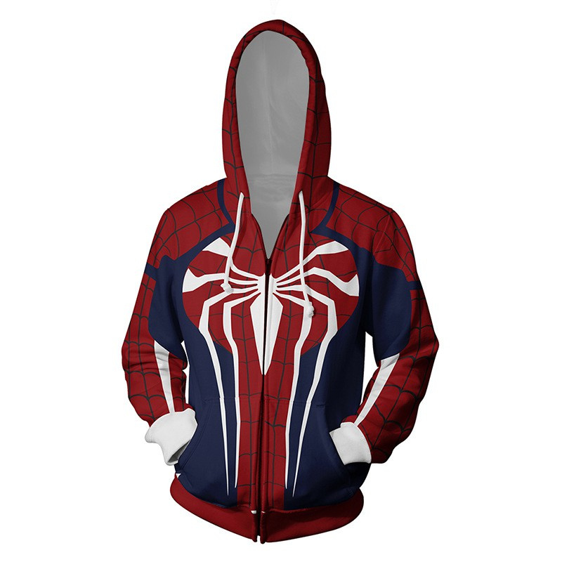 Spiderman Jacket Người nhện Áo khoác siêu anh hùng Áo nỉ The Avengers Cosplay Costume Unisex Áo nỉ