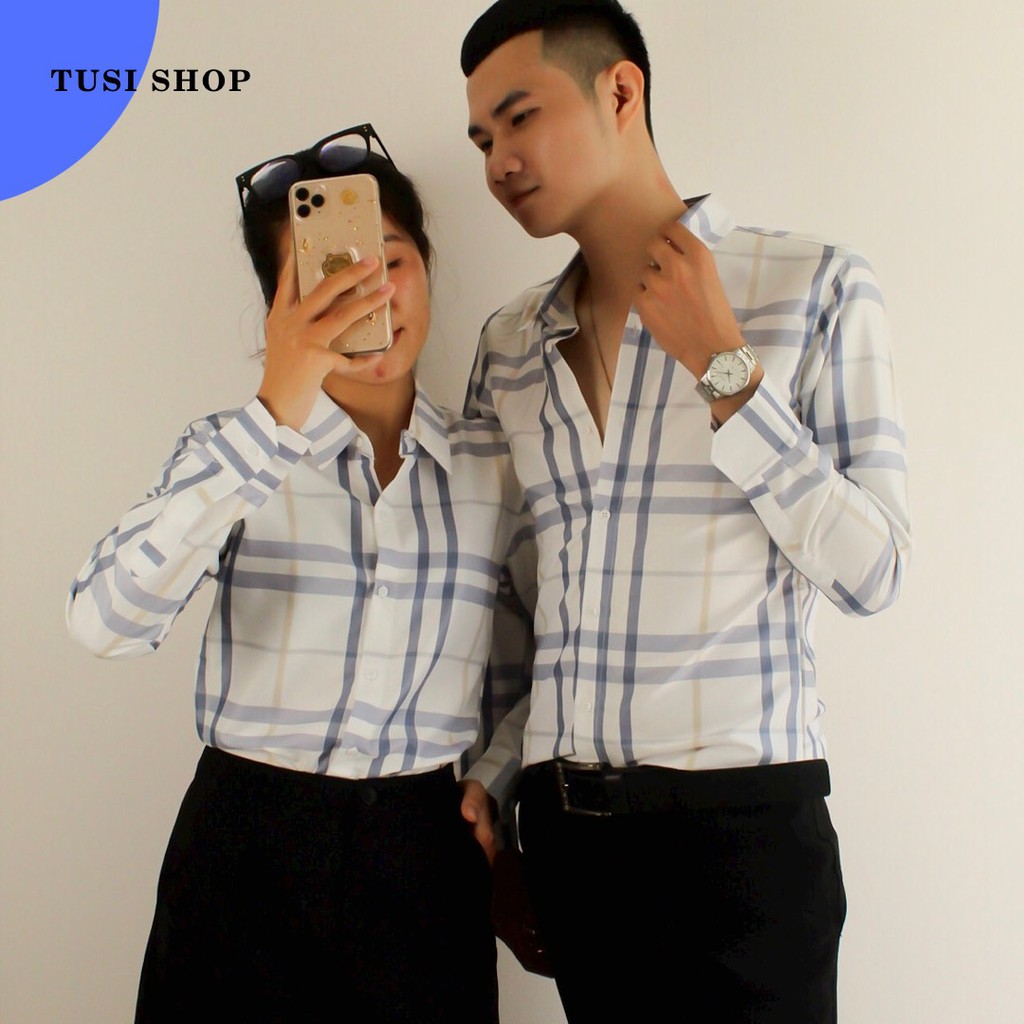 [SIÊU GIẢM GIÁ] Áo sơ mi 3D nam nữ cặp đôi chất liệu kate lụa HOẠ TIẾT CARO | BigBuy360 - bigbuy360.vn