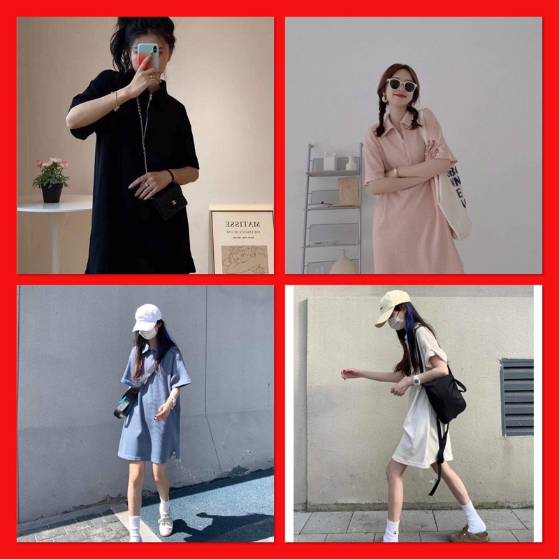 Váy Polo Cổ Khoá Bánh Bèo Nữ Nhiều Màu Hotrend