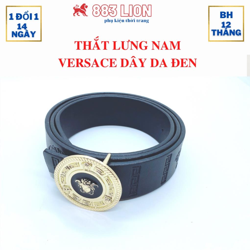 Dây Lưng Nam,Thắt Lưng Nam Versace Mặt Khoá Tròn Hợp Kim Vàng Mẫu Cô Gái Đen Nhỏ Dây Da Mềm Sang Trọng Đẳng Cấp *