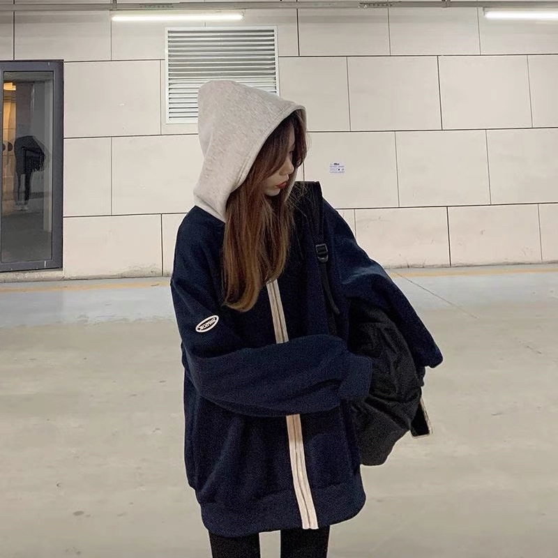 Áo khoác Sweater nữ có mũ unisex Hàn Quốc/Áo hoodie cardigan bomber jacket giá rẻ Ulzzang oversize tay bồng form rộng