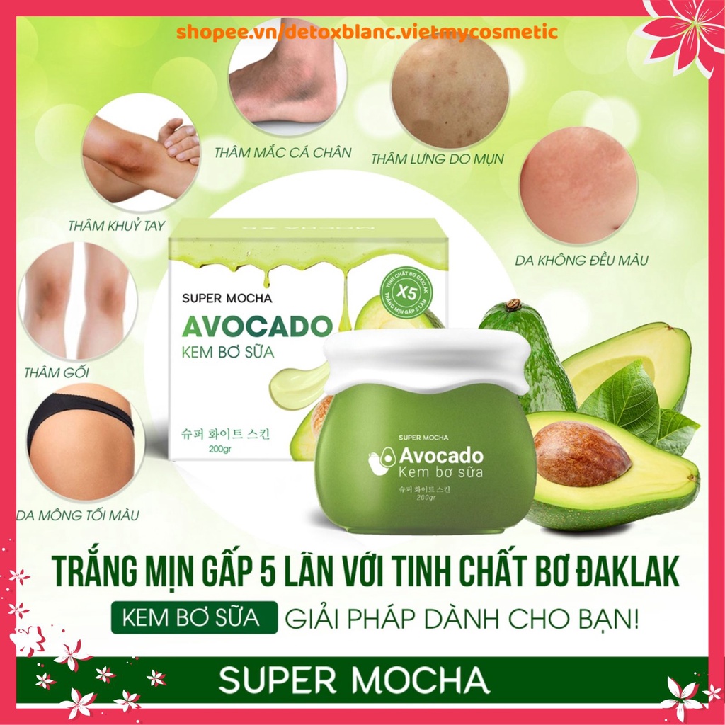 Combo Kem Bơ Sữa MOCHA + Tắm Trắng Sữa Bơ AVOCADO - Bộ Đôi Siêu Dưỡng Trắng Da