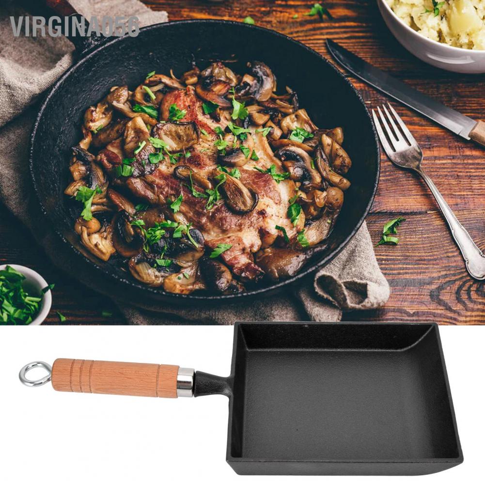 Có thể bán buôn 15.5CM Thickened Frying Pan Wood Handle Cast Iron Flat Bottomed Pancake for Kitchen Virgina056 Hàng giao ngay