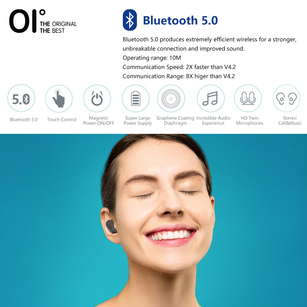 Tai nghe bluetooth 5.0 không dây OI Air-Pro FIFTH hỗ trợ thay đổi giọng nói với âm thanh vòm 3D tiện dụng cho chơi game