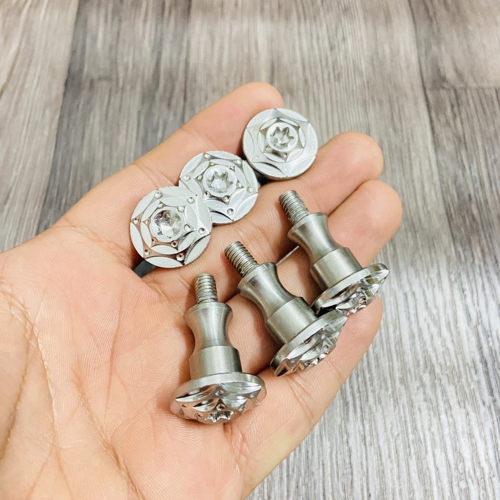 Bộ 2 ốc salaya nắp dầu Wave Blade, WAVE S110, A 110 nắp đầu vuông chất liệu inox 304 bao sáng bóng