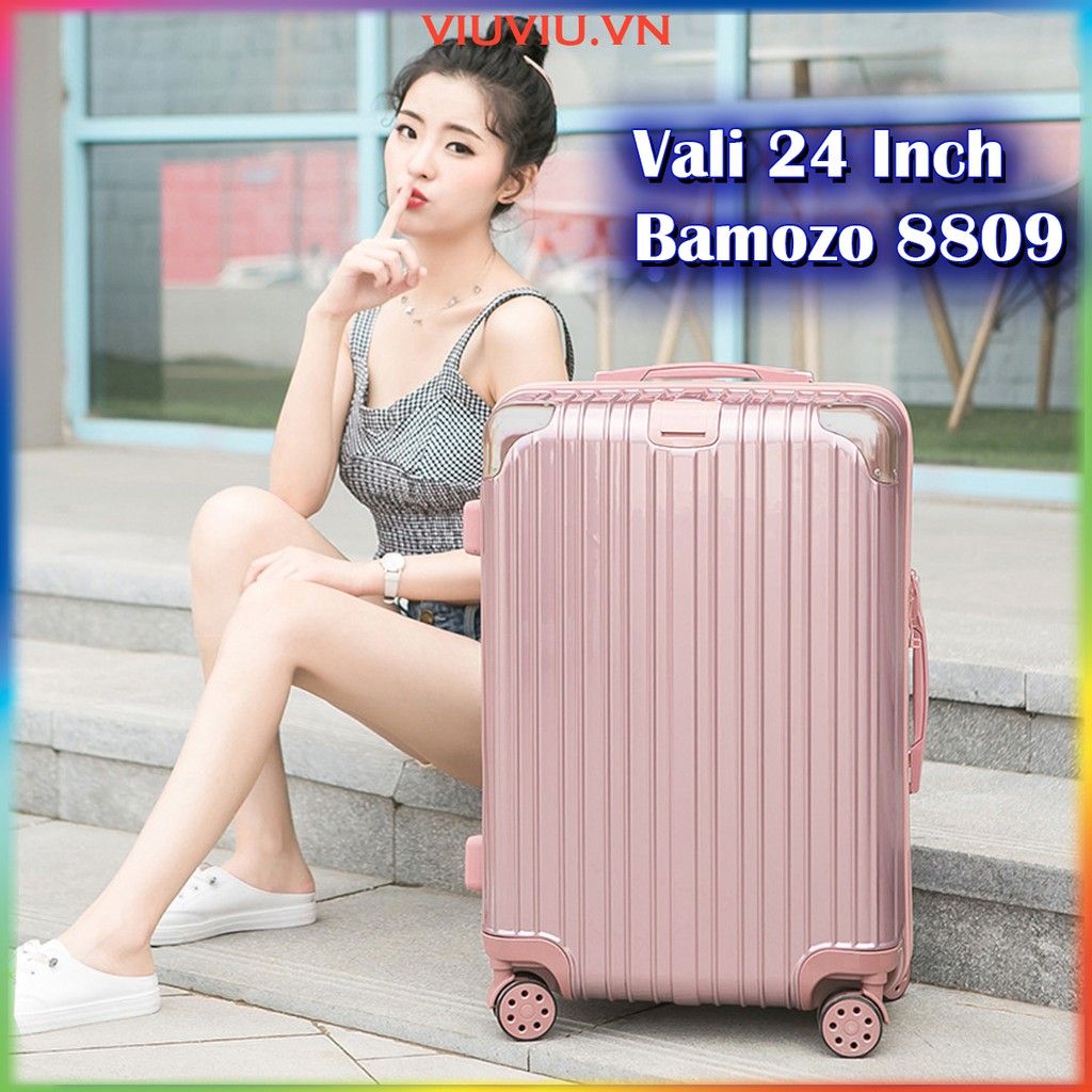 Vali Giá Rẻ Size 24 Inch Valy Kéo Nhựa Du Lịch Bền Đẹp Cao Cấp Chống Nước Chống Trộm Bảo Hành 5 Năm Bamozo 8809