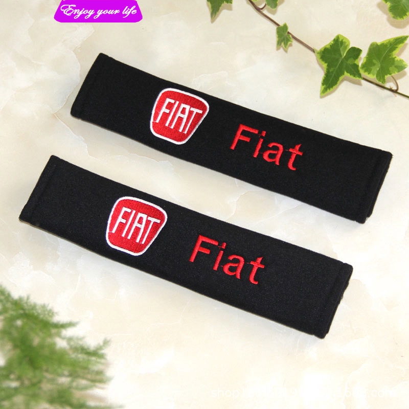 Bộ 2 bọc dây đai an toàn ghế xe hơi chất liệu cotton thêu chữ Fiat