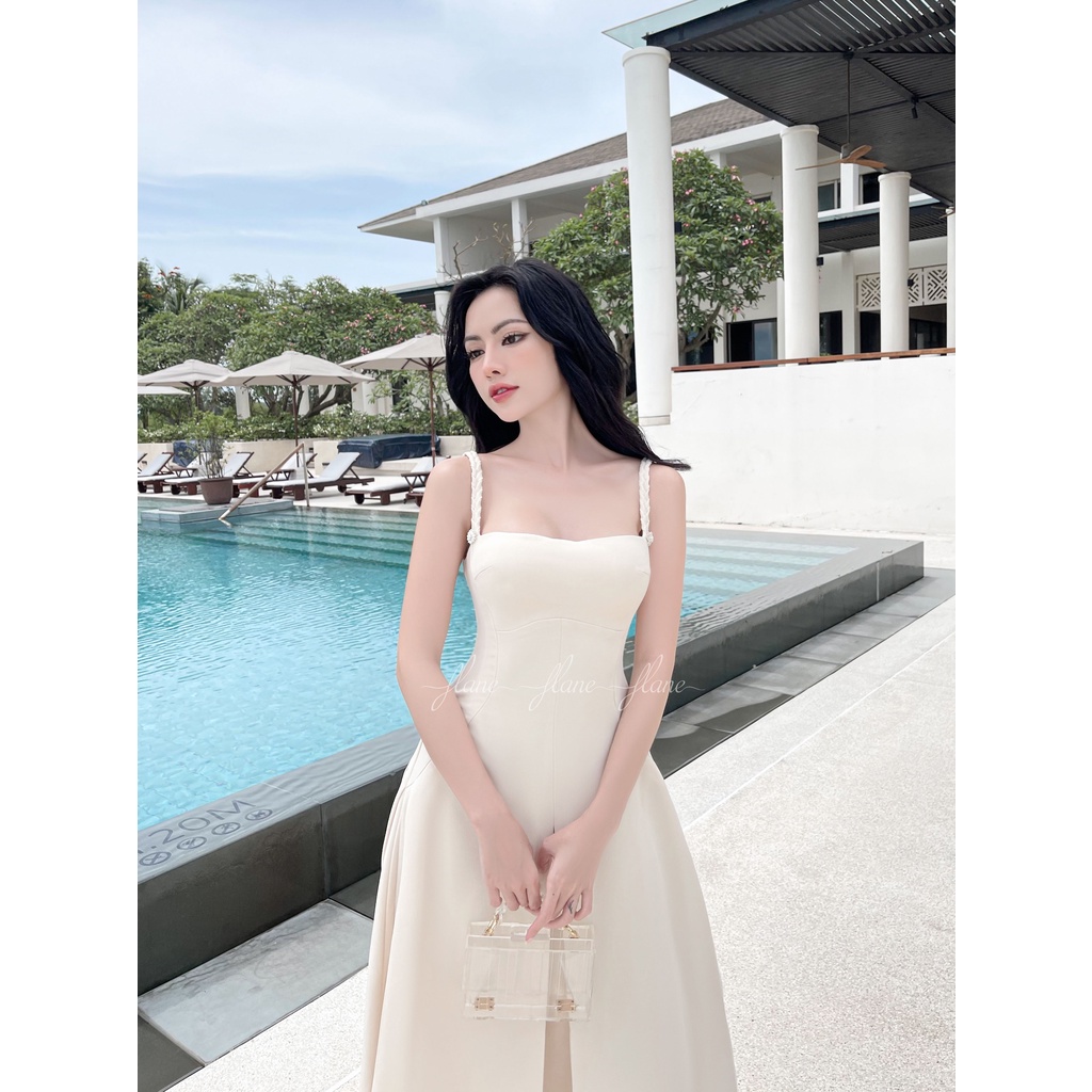Đầm 2 dây tết vai đính đá - Thiết kế Flane