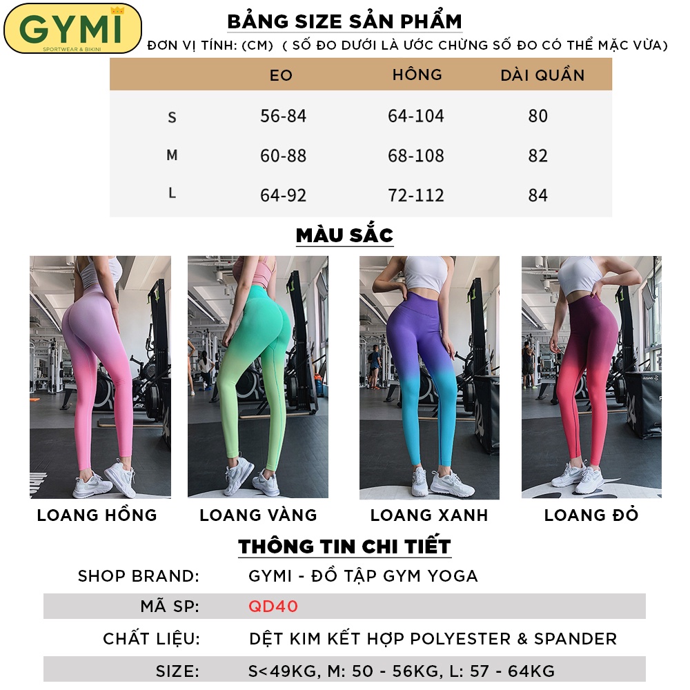 Quần tập gym yoga nữ chun mông màu loang GYMI QD40 dáng legging thể thao MitaoGirl chất dệt kim cao cấp co giãn