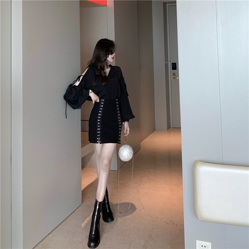 Chân váy bút chì cạp cao 2 hàng khuy cài mở được thanh lịch cá tính (Ms C5) | BigBuy360 - bigbuy360.vn