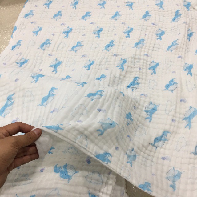 Khăn tắm xô nhăn 6 lớp xuất Nhật họa tiết mềm mại an toàn với làn da cho bé KHTAM03
