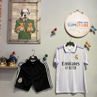 Quần Áo Bóng Đá Real Madrid Trắng Có Cổ DK - Áo Đấu Cực Hot, Cực Rẻ