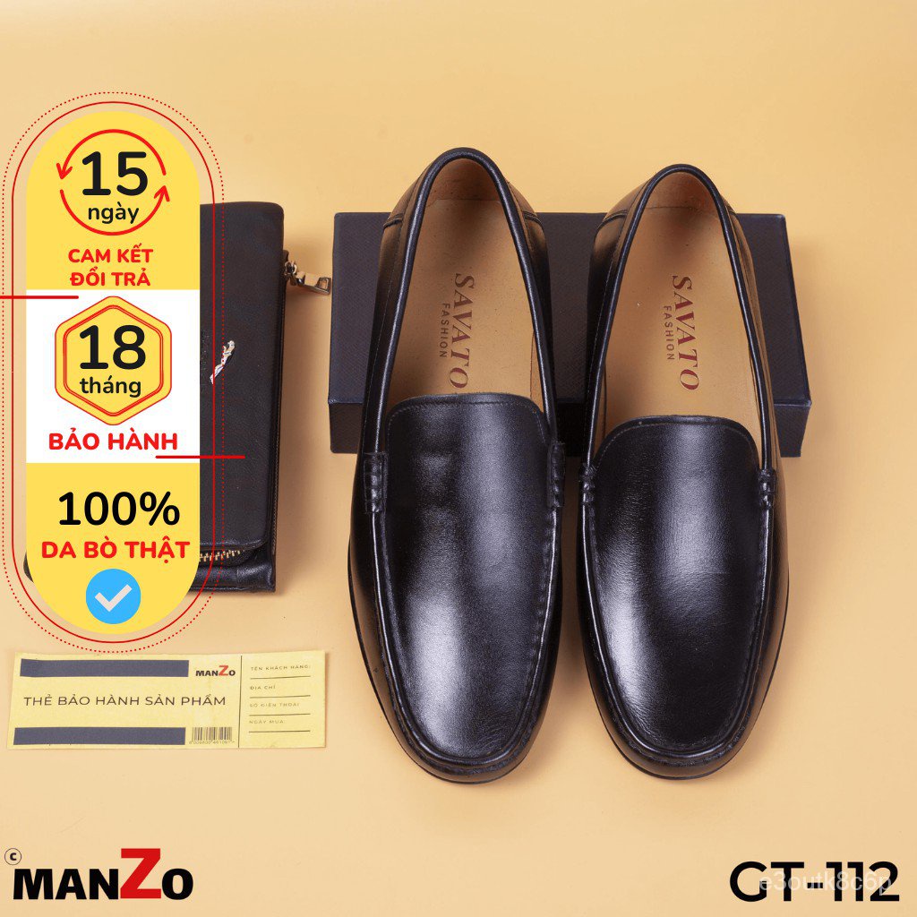 Giày mọi nam cao cấp da bò - Giầy lười nam da bò giá rẻ - Bảo hành 12 tháng tại Manzo store - GT 112