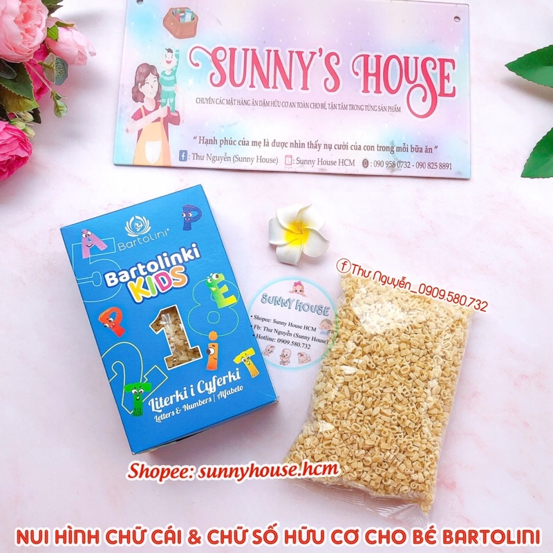 Mì nui hữu cơ hình ngôi sao và chữ cái, chữ số cho bé Bartolini 250g (Date 2024)