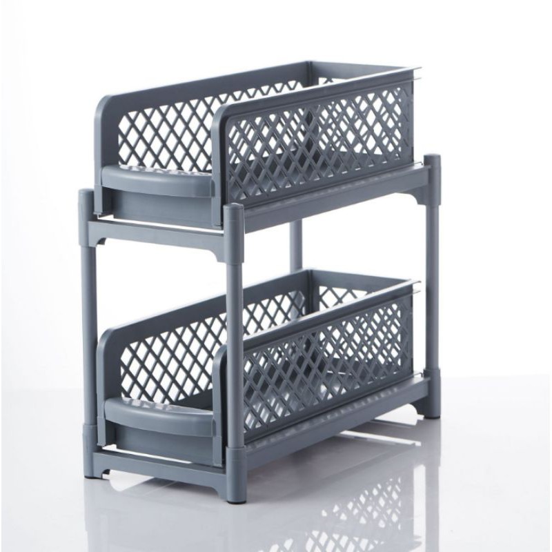 Kệ nhựa 2 tầng đựng vật dụng có thể kéo ra 26x37x38cm,,,