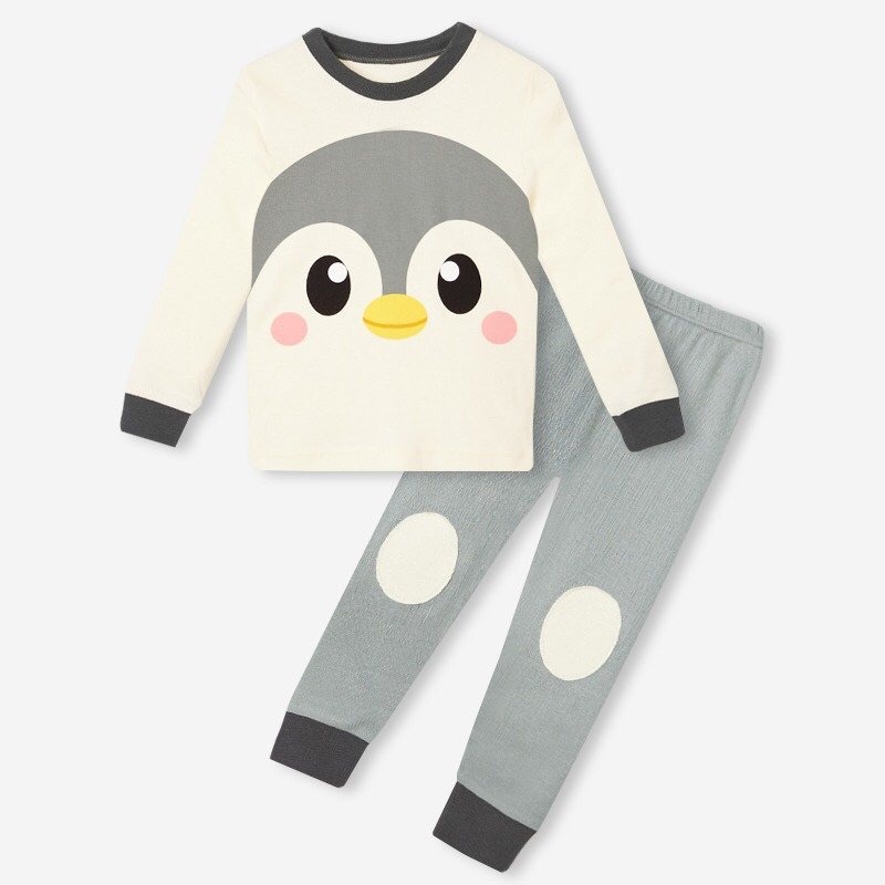 Đồ bộ quần áo dài tay dáng ôm thun cotton mẫu Chim Cánh Cụt năm 2022 rất xinh của hãng Unifriend Hàn Quốc mã UND10