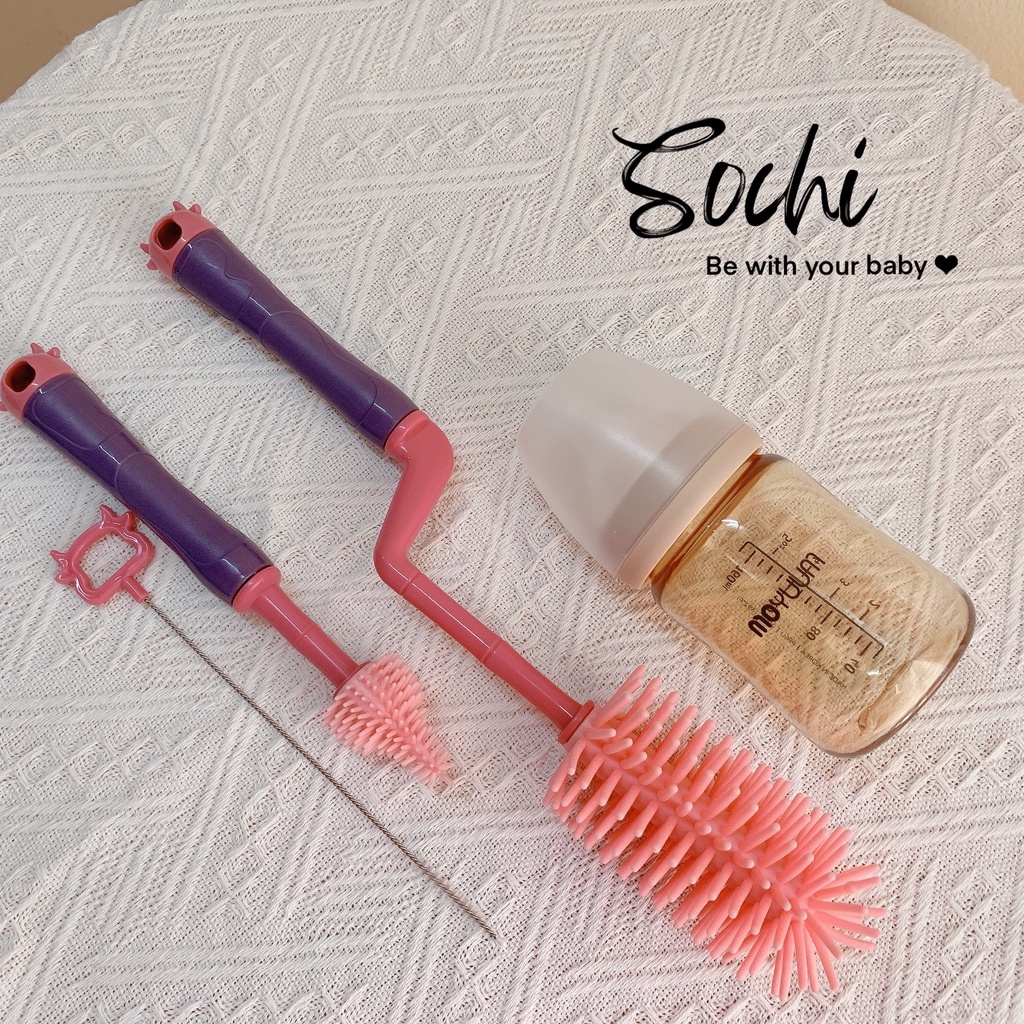 Cọ bình sữa silicone 3 chi tiết cao cấp cho bé
