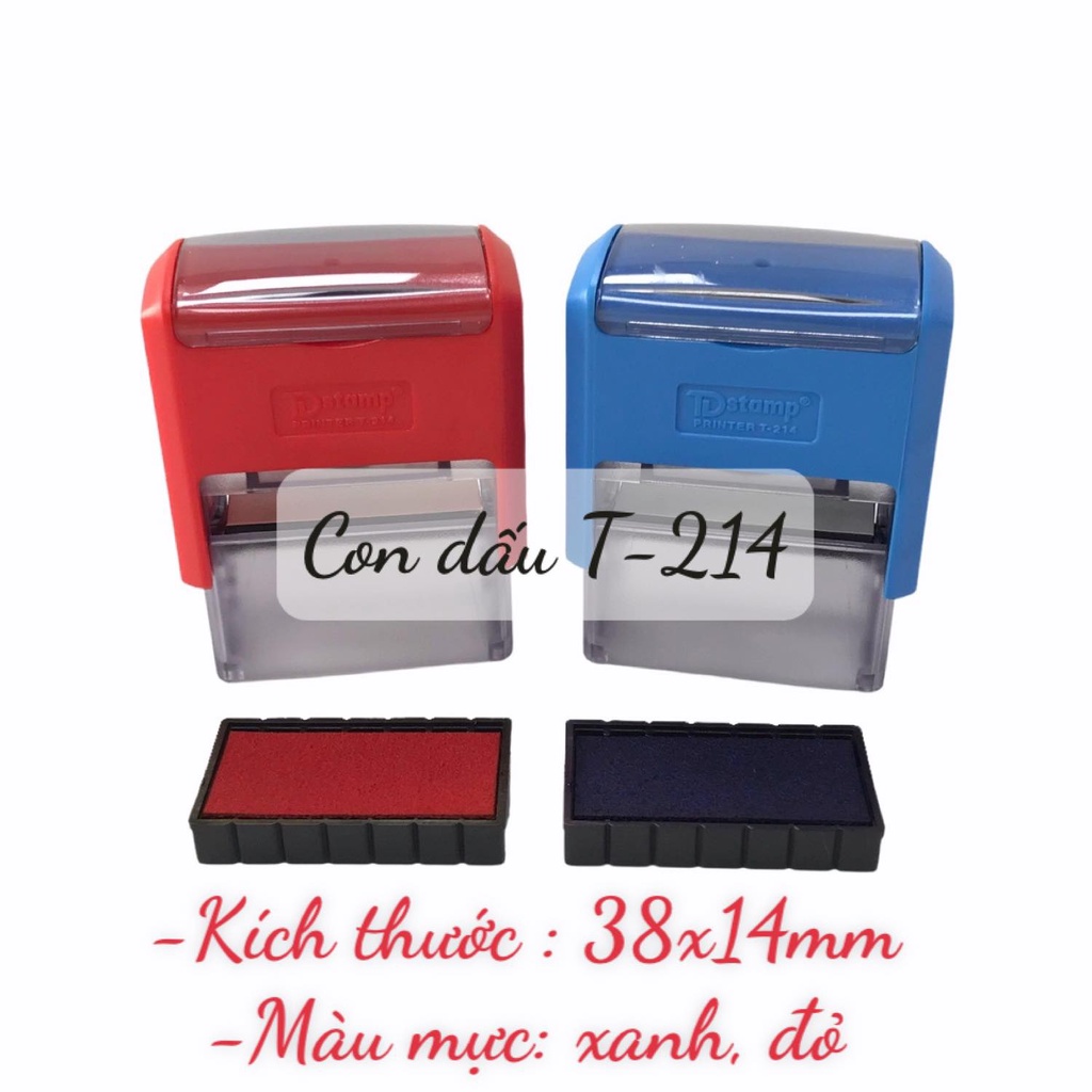 Con dấu in, con dấu TDstamp Printer T-214, khắc từ 1 đến 2 dòng theo yêu cầu, kích thước 38x14mm
