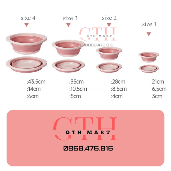 Chậu rửa mặt gấp gọn  Silicone , chậu rửa đứng cho trẻ em -GTH MART