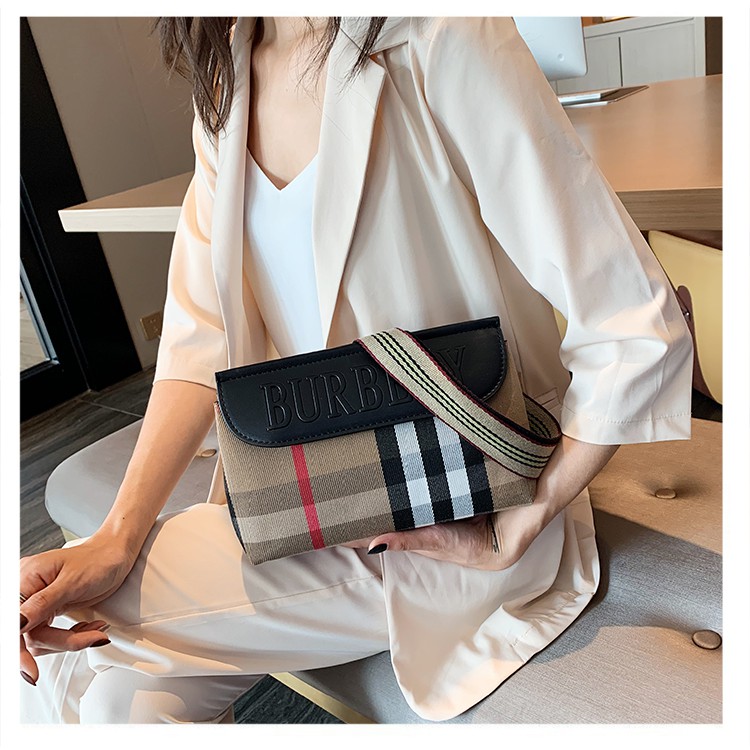 Túi xách nữ BBR có khóa kéo & dây đeo chéo bản to