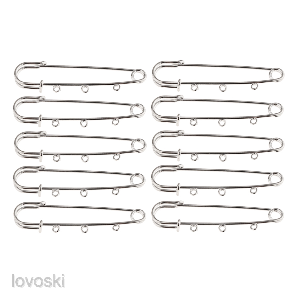 [Lovoski] Bộ 10 Ghim Cài Áo 3 Lỗ An Toàn Kích Thước 8x1.7cm