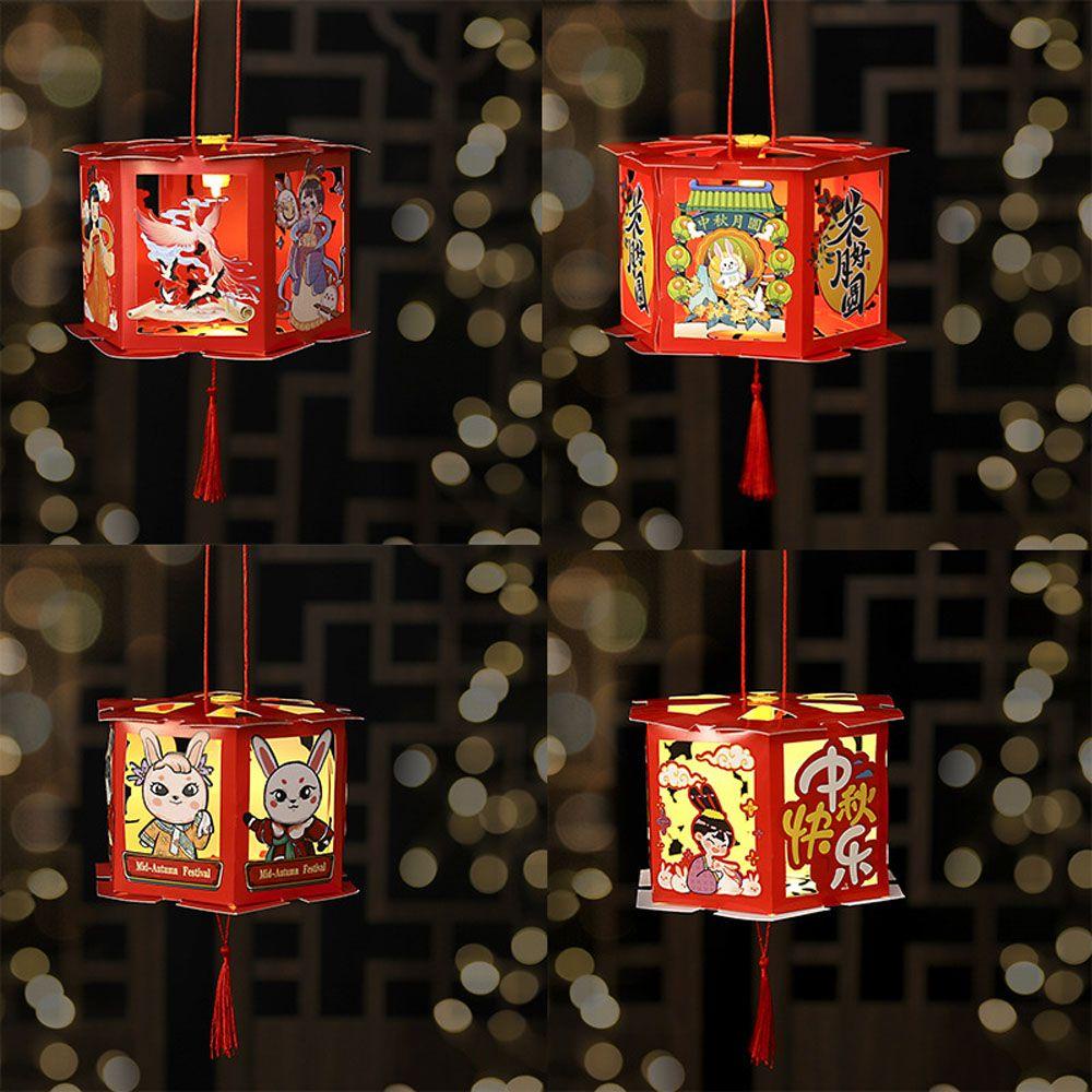 Lồng Đèn Hình Thỏ Và Mặt Trăng Thủ Công Cổ Điển Cho Lễ Hội Mùa Thu