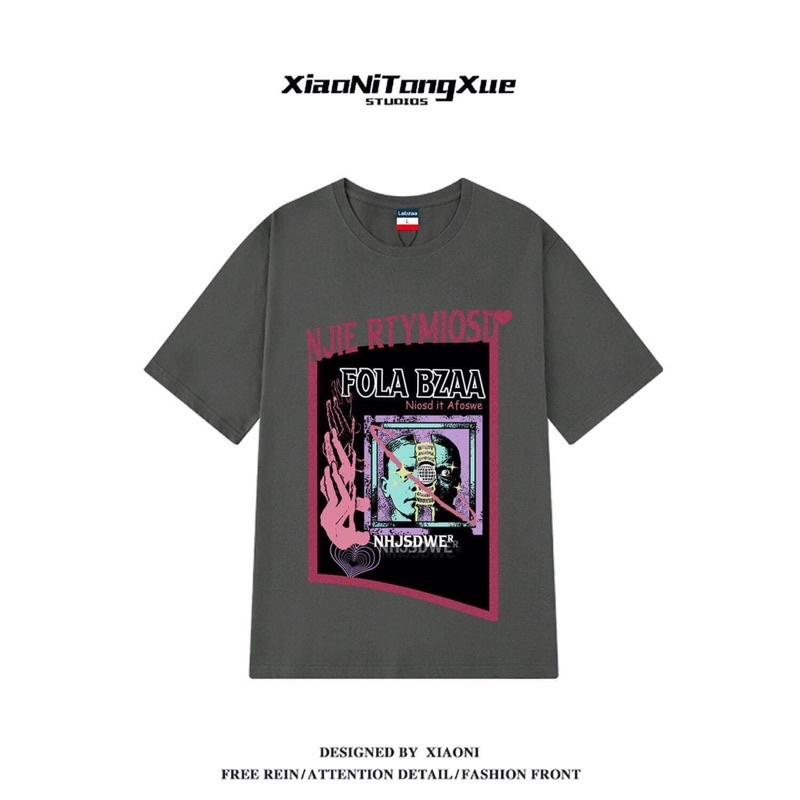 ÁO THUN XÁM UNISEX NAM NỮ HÌNH IN CÁ TÍNH HIPHOP COTTON