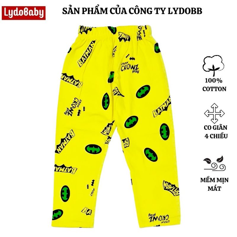 Bộ quần áo dài tay cho bé trai LYDO BB còn size 3, 4, 9, 10 mùa hè thu 100% cotton hình in siêu nhân người dơi, ô tô