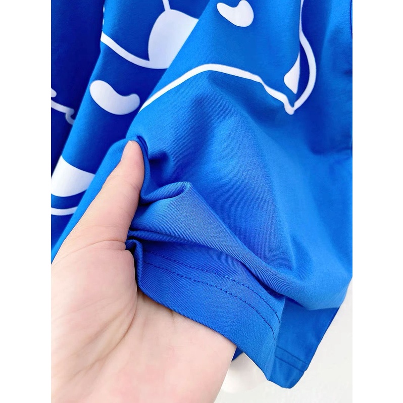 Áo Thun Tay Ngắn Cổ Tròn Chất Liệu 100% Cotton In Họa Tiết Gấu Dễ Thương Phong Cách Hàn Quốc Cho Bé Gái