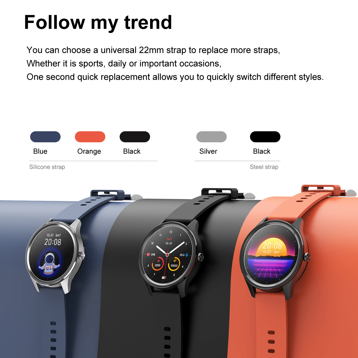 DT55 Đồng Hồ Thông Minh 1.3Inch Full Màn Hình Đồng Hồ Đo Nhịp Tim Nam Nữ Thể Thao Theo Dõi Các Smartwatch Dành Cho IOS android