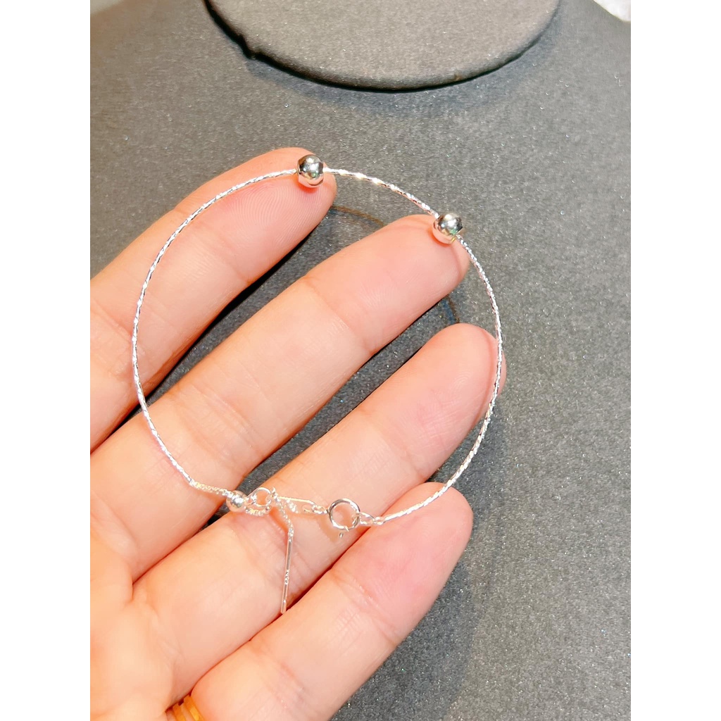 Vòng tay bạc xỏ đá lu thống - lõi bạc xỏ đá
