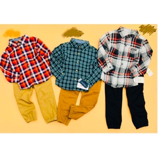 Set sơmi + quần kaki bé trai xuất dư