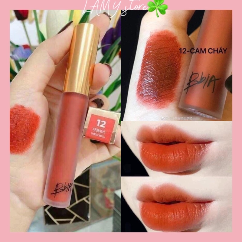 [Chính Hãng] Son Kem Lỳ Bbia màu 12 Cam Cháy Velvet Lip Tint