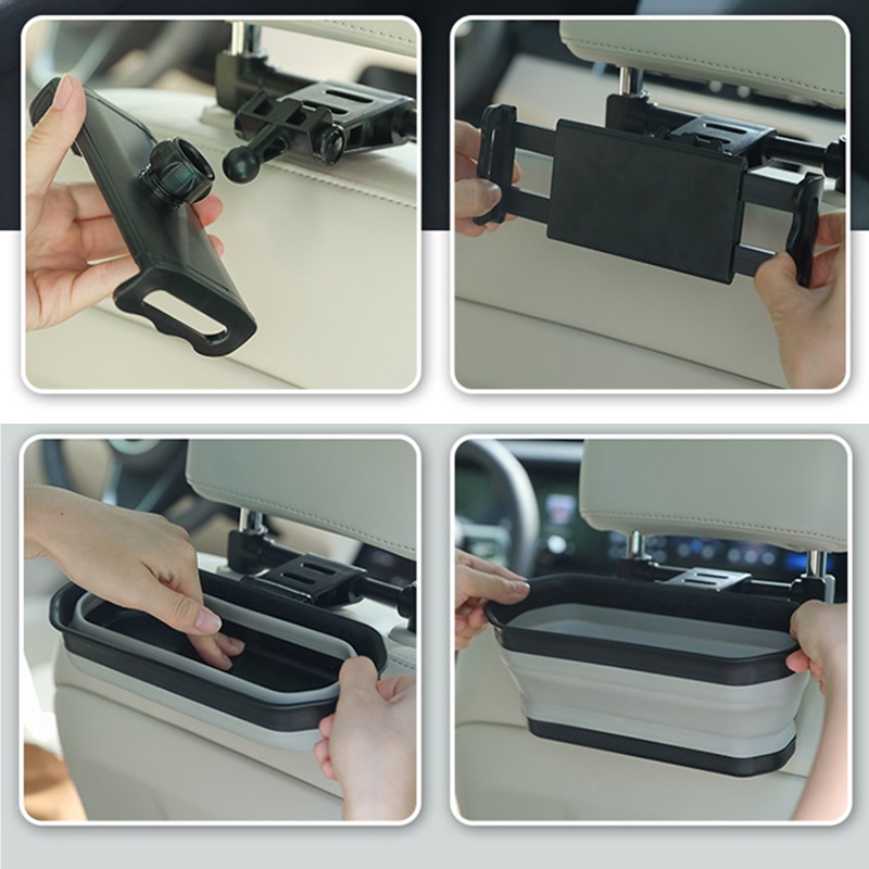 Giá Đỡ Điện Thoại / Máy Tính Bảng Gắn Sau Lưng Ghế Xe Hơi Kèm Hộp Đựng Sắp Xếp Gọn Gàng