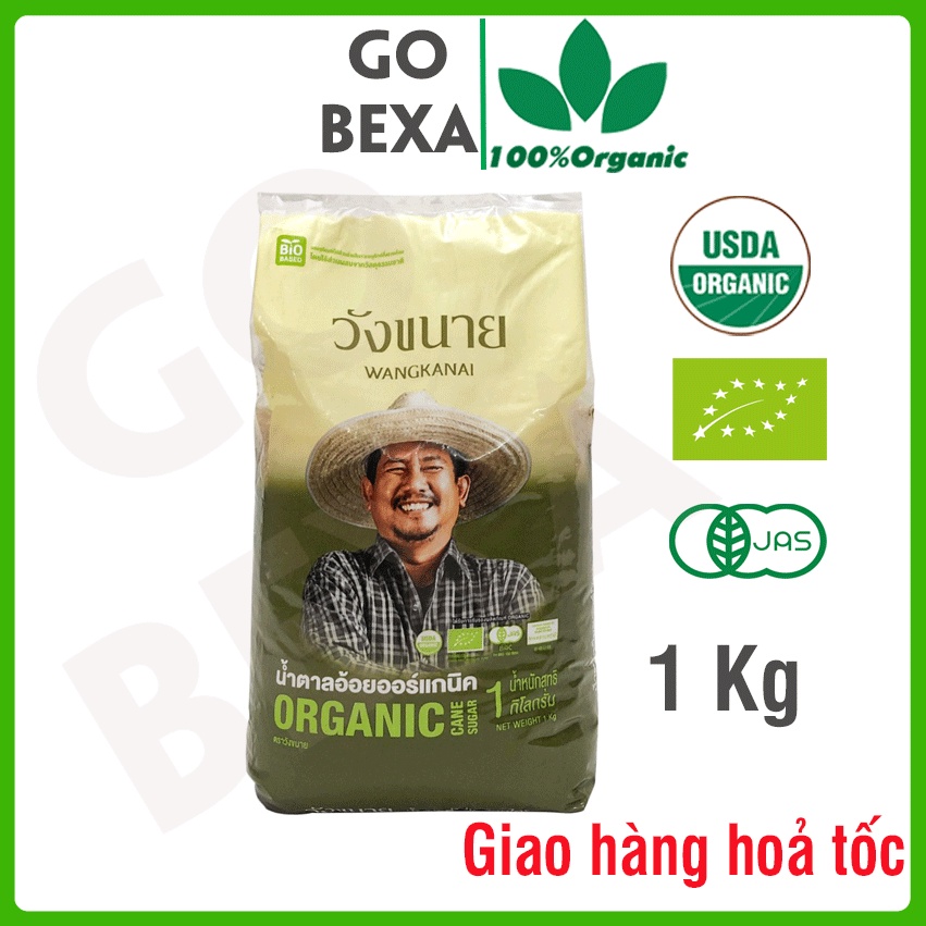 Đường hữu cơ 1kg Wangkanai, đường nâu không tẩy trắng Organic làm gia vị Kombucha, tạo ngọt an toàn cho bé ăn dặm