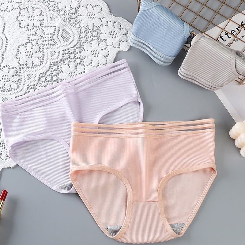 Quần Lót Nữ Kháng Khuẩn, Quần Lót Cotton Thun Gân, Cạp Vừa Thoáng Mát ZANABRA L04