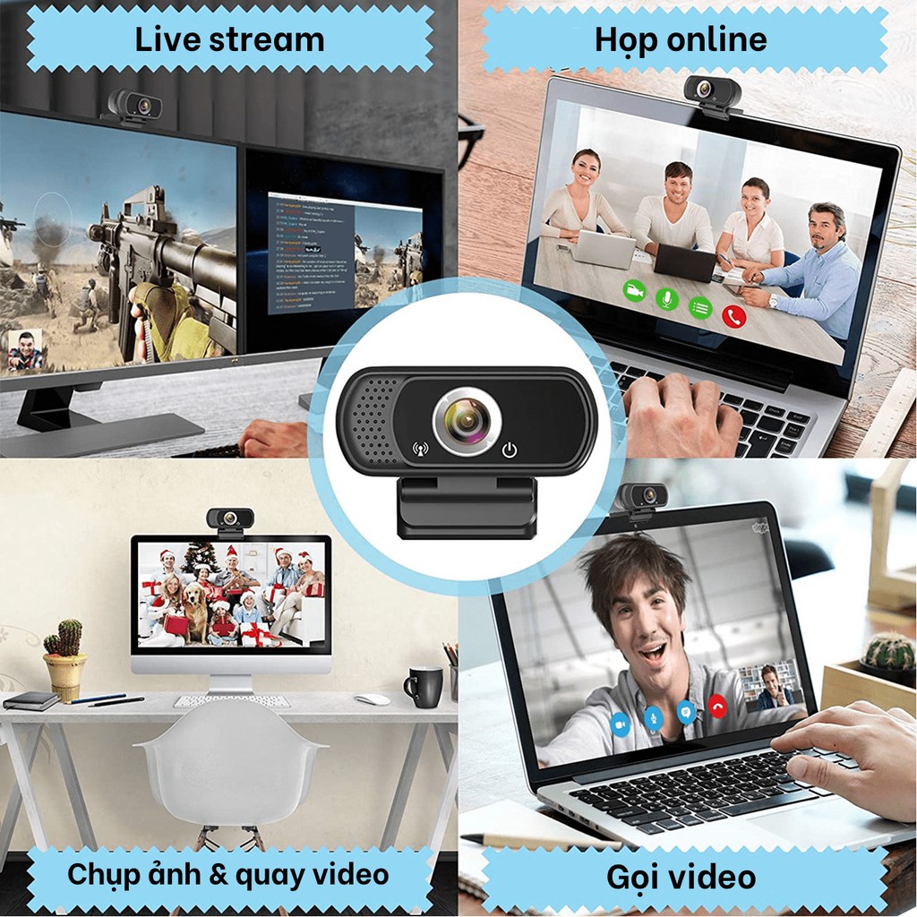 [Mã BMBAU50 giảm 7% đơn 99K] Webcam máy tính FullHD 1080p siêu nét tích hợp mic chống ồn bảo hành 12 tháng