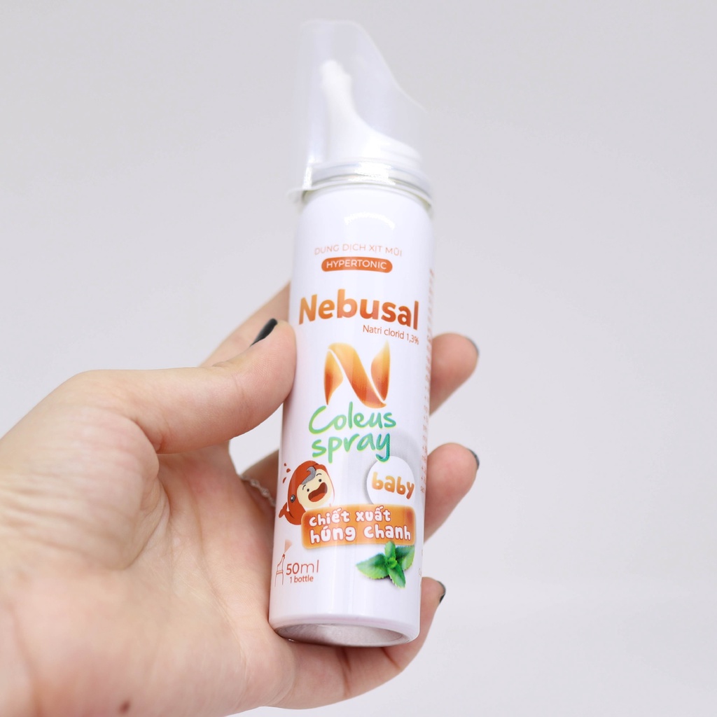 (CHÍNH HÃNG) Xịt Mũi Nebusal Húng Chanh giảm Nghẹt Mũi - Sổ mũi cho trẻ em (50ml)