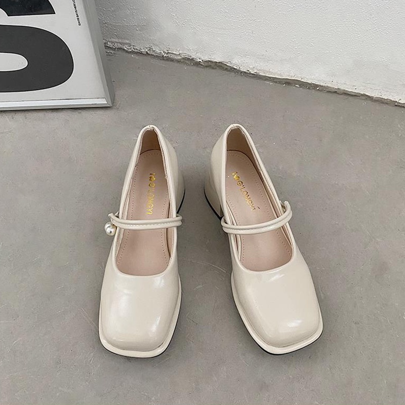 Giày cao gót IELGY mũi vuông thiết kế đơn giản thời trang theo phong cách retro cho nữ