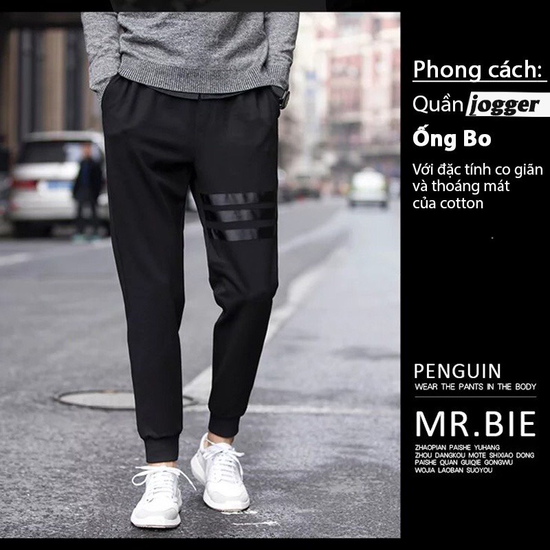 Quần thể thao nam Jogger phản quang vải thun lạnh co giãn dày dặn thời trang năng động-Quần Jogger nam thể thao The 1992