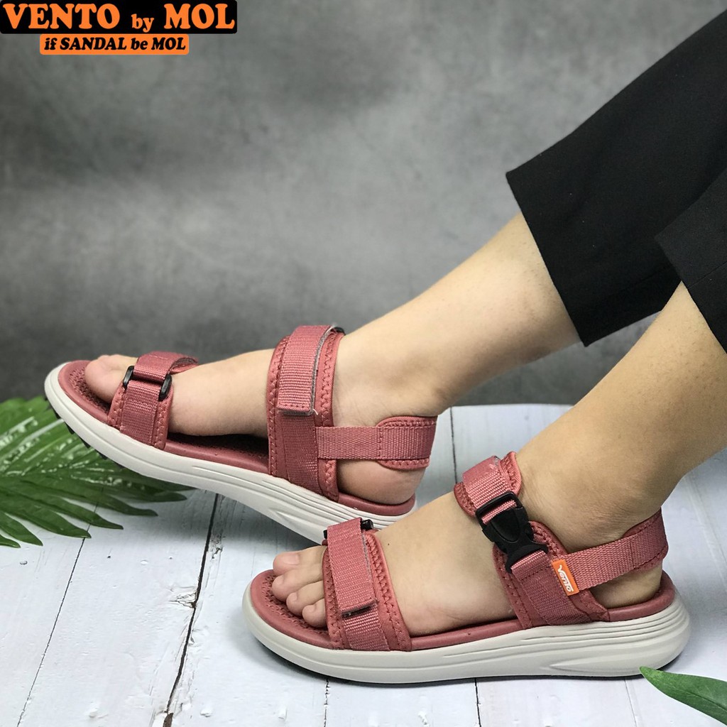 Giày sandal Vento nữ 2 quai ngang vải dù có quai hậu cố định mang đi học đi biển du lịch NB66P